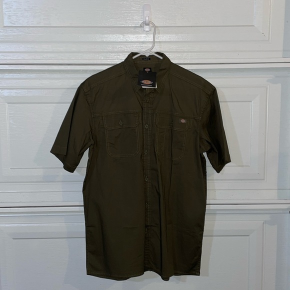Dickies Ripstop Button Up Shirt - L - Army Green - New - Picture 1 of 4